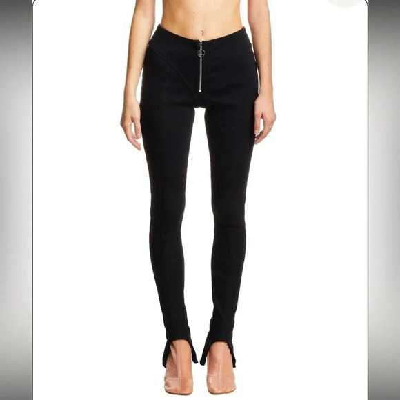 Lourdes NYC black ribbed leggings with straps size xs